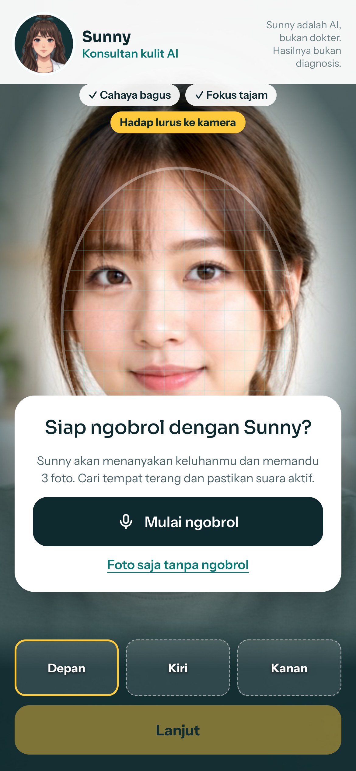 Kamera dengan panduan wajah