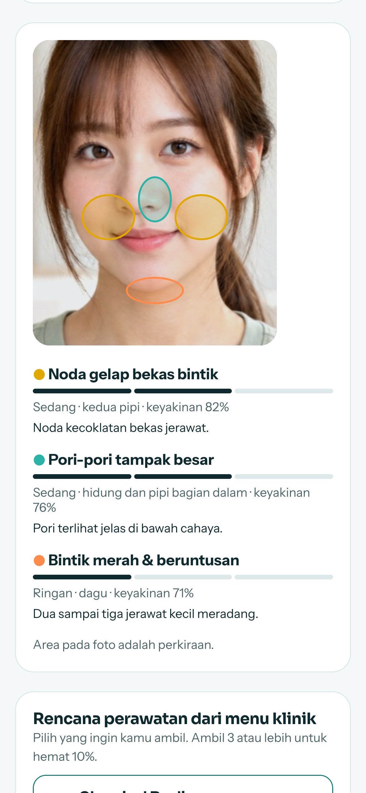 Hasil yang sama di ponsel