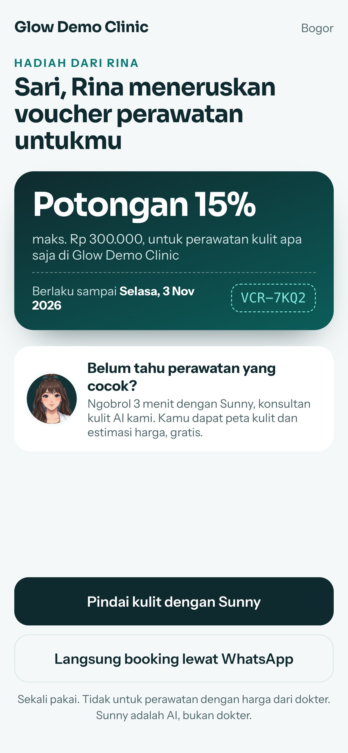 Voucher yang diteruskan, di ponsel teman